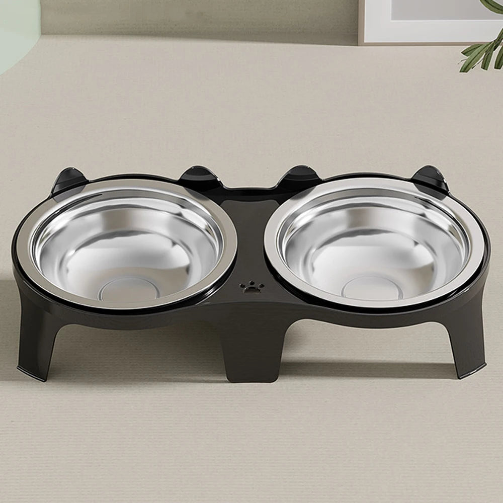 Stainless Steel Cat Food and Water Bowl Anti Tip Design