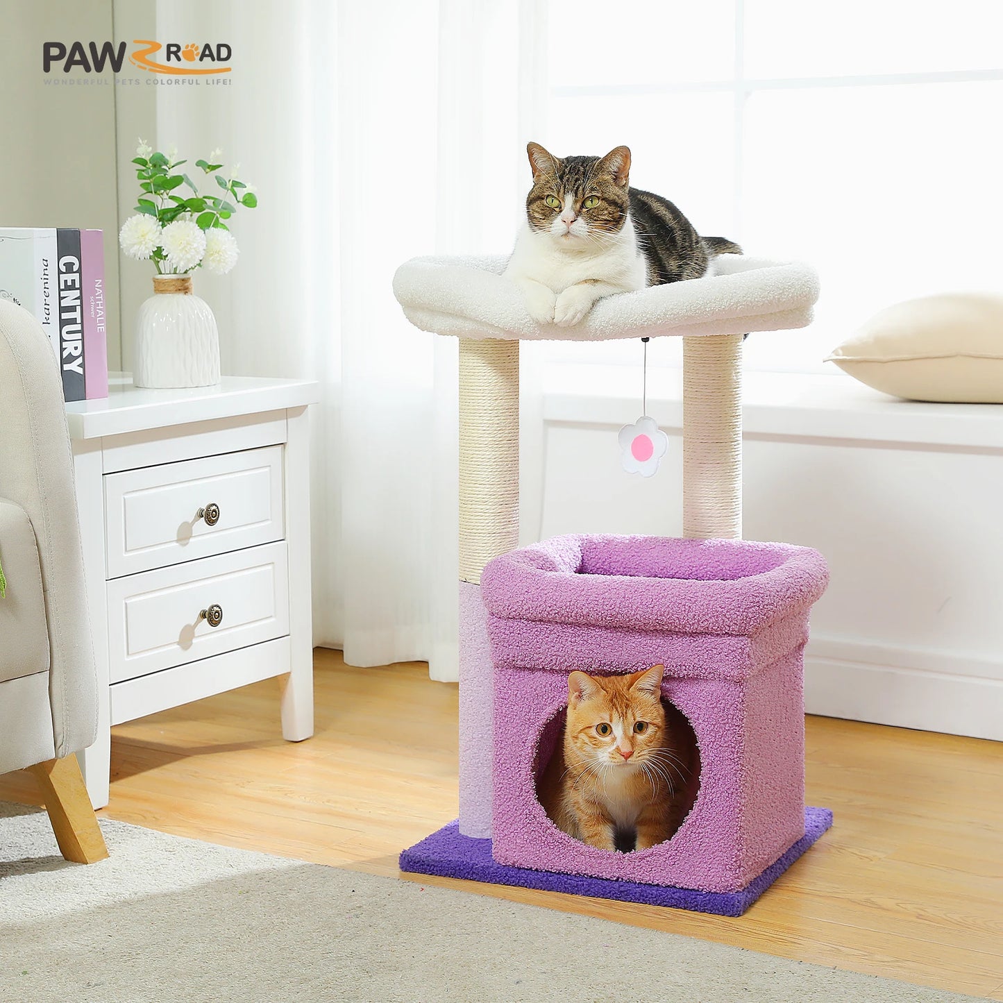 PEQULTICN Cat Tree Tower With Cozy Condo Plush Posts Sisal