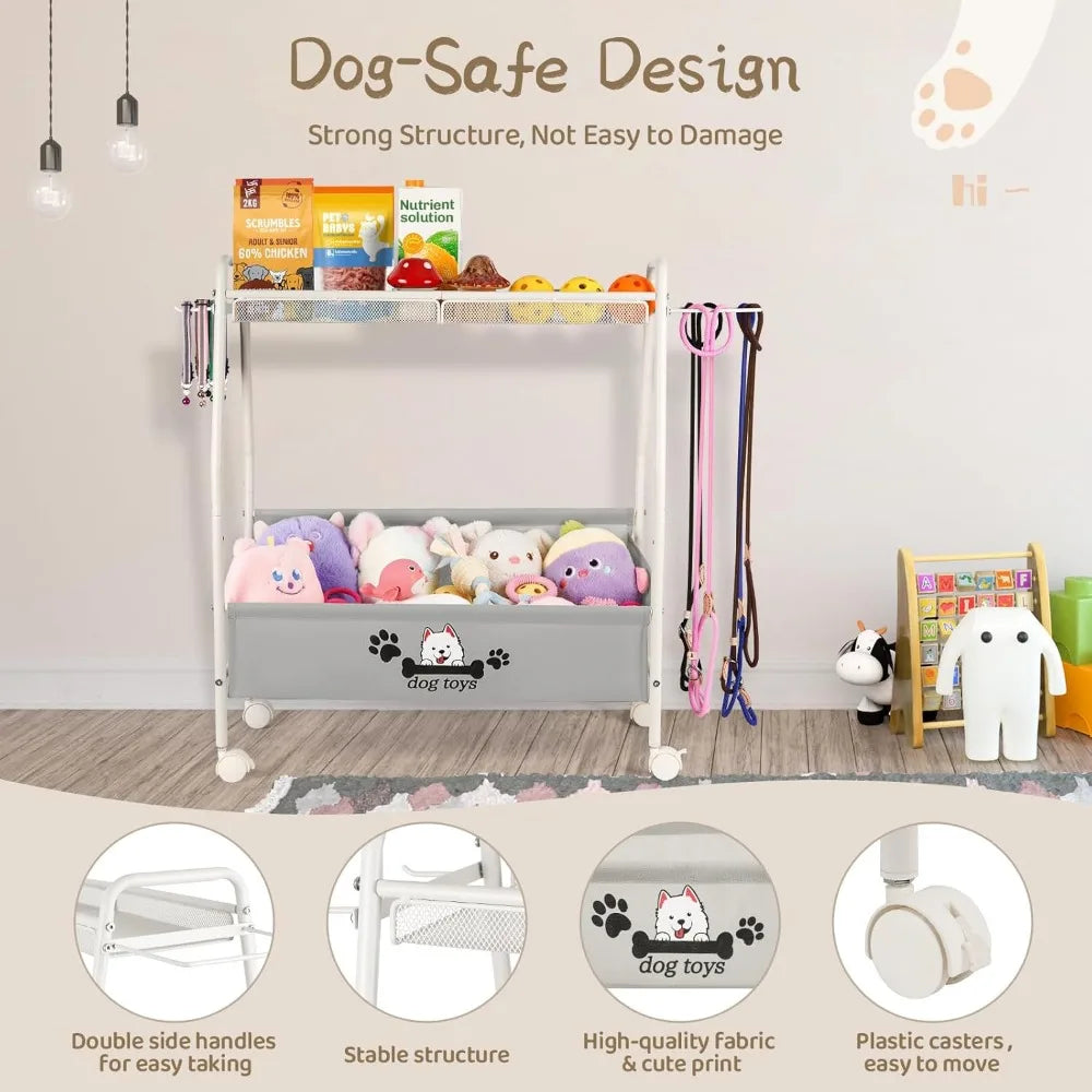 2 Tier Dog Toy Storage Basket Organizer for Living Room