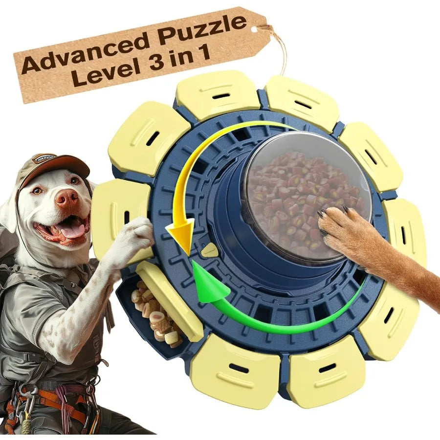 US Brand Design Triple Level Dog Puzzle Toy Paw-Activated Feeder