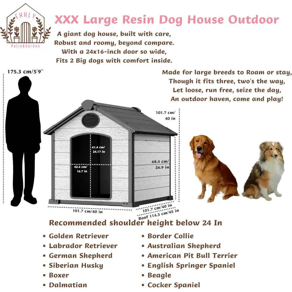Insulated Igloo Dog House For Large Dogs With Elevated Floor