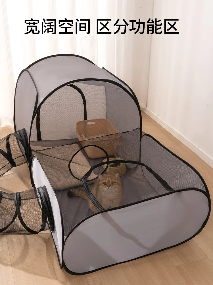 Foldable Pet Nest With Play Tunnel For Cats And Dogs