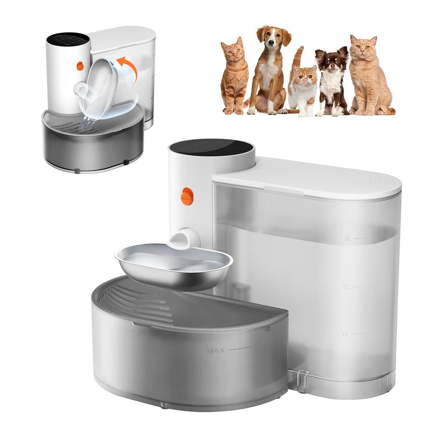 Booteely Stainless Steel Cat Water Dispenser Bowl