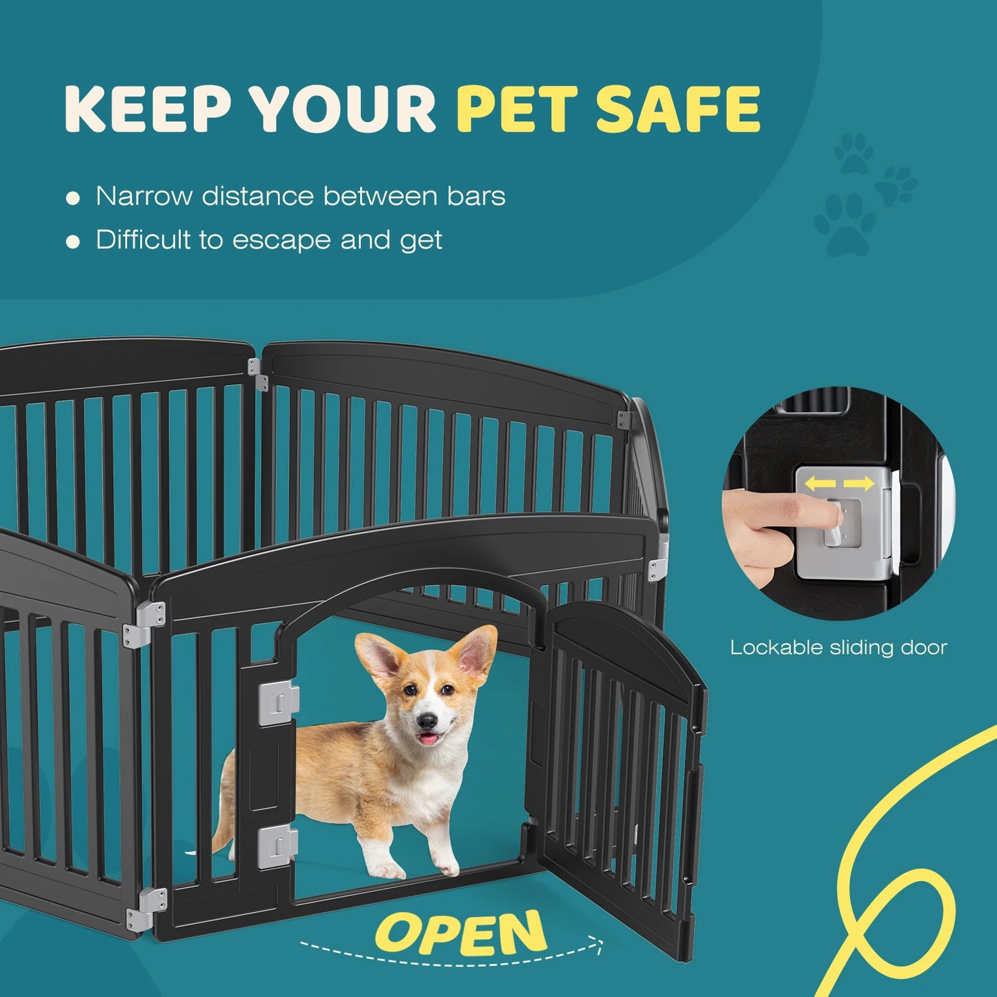 JHK Plastic Dog Playpen Six Panels Portable Pet Fence