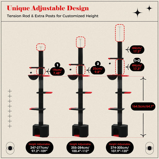 PEQULTICN Adjustable Height Cat Tree With Scratching Posts