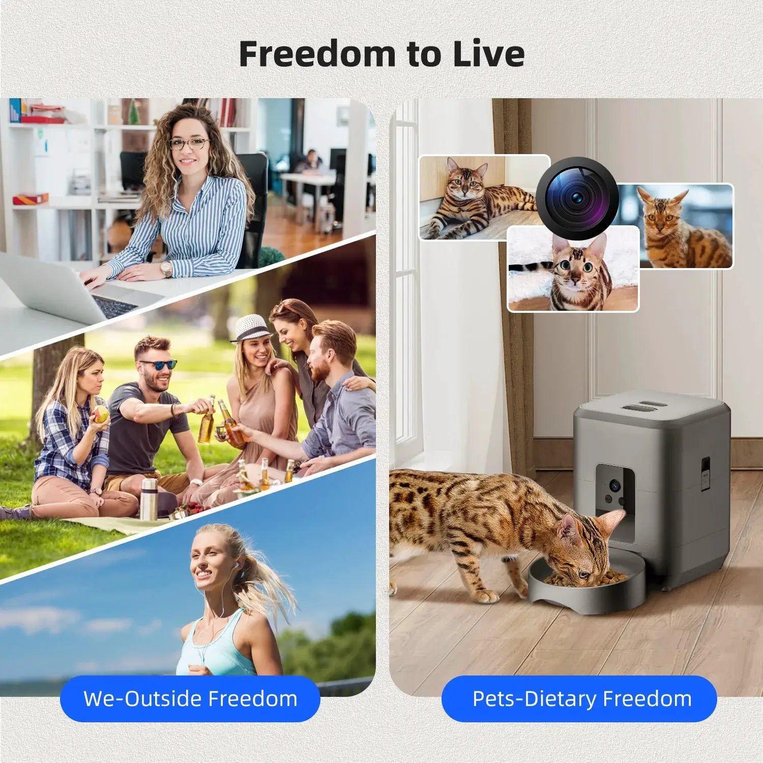 2L Automatic Pet Feeder Cat Smart Pet Feeder Wi-Fi & Camera Controlled feeder Dog & Cat Food Dispenser Remote App (No 5V 2A plug by Furtastic Pet Essentials