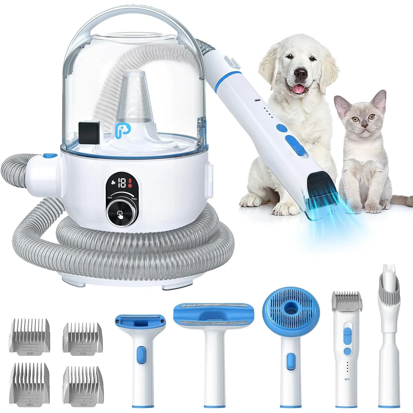 HiMISS Pet Grooming Kit 2L Vacuum Suction And 5 Tools