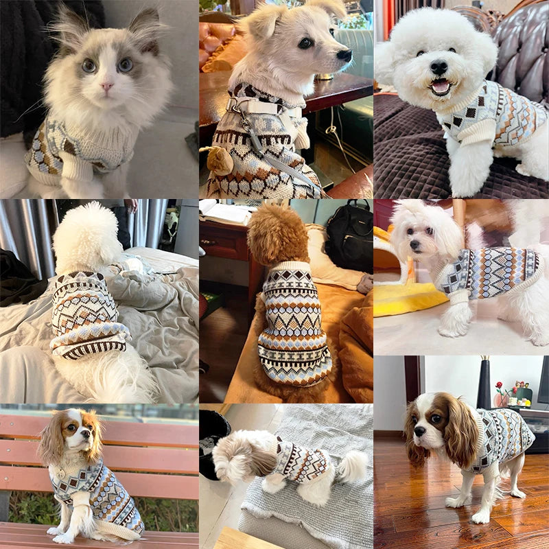 Luxurious Knitted Dog Sweater Coat For Chihuahua French Bulldog Winter