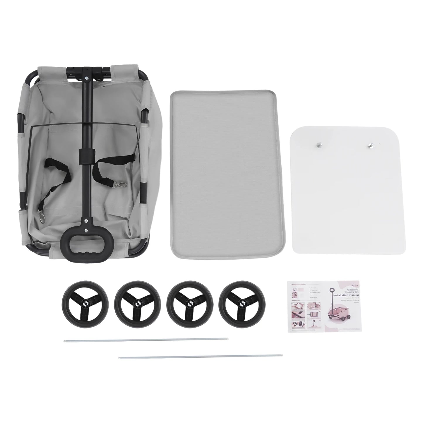 Foldable Dog Stroller for Small Pets with Smooth Rolling Wheels