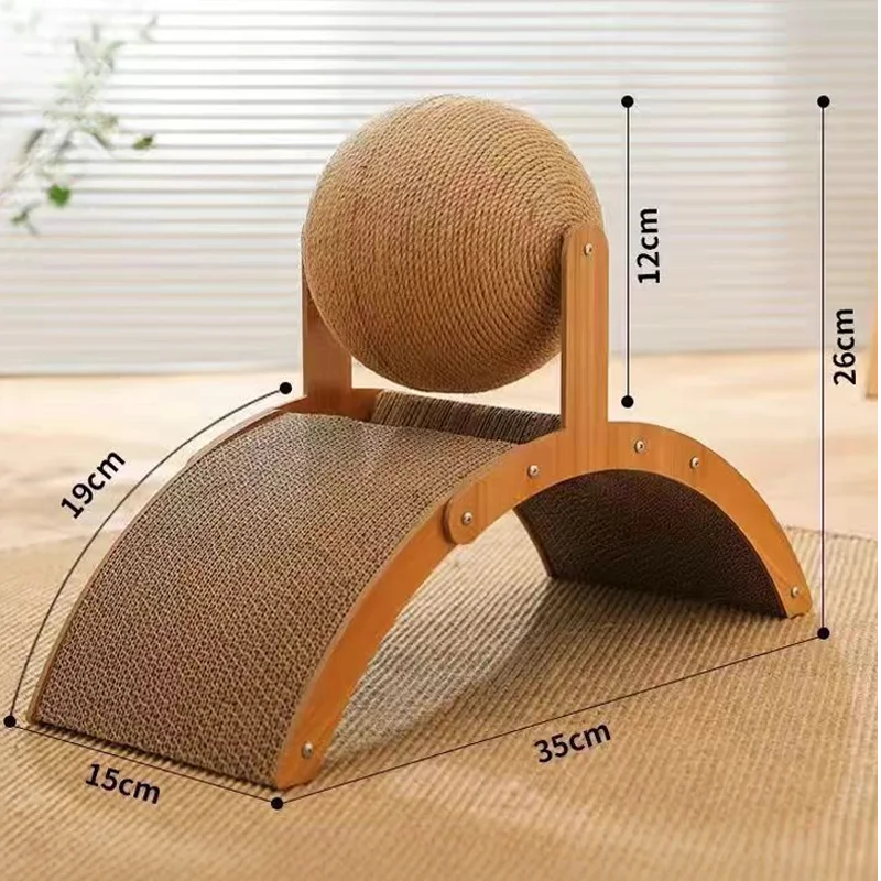 NONECN 2 In 1 PremiumSolidWood Cat Scratcher Ball Toy