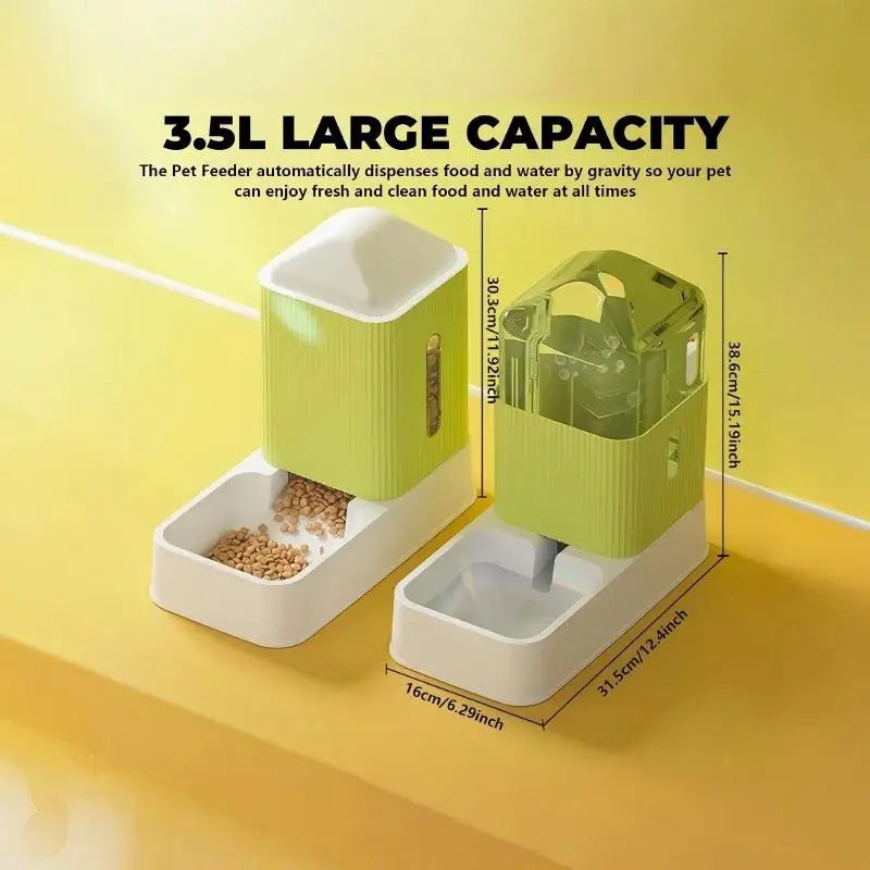 Automatic Dog And Cat Feeder And Water Dispenser Gravity Set