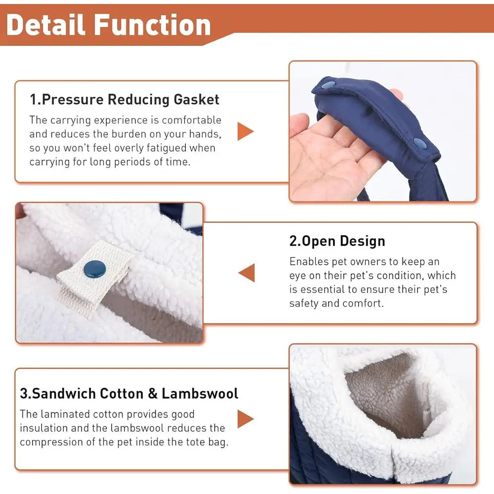 Winter Fleece Dog Carrier Purse With Secure Harness Clip