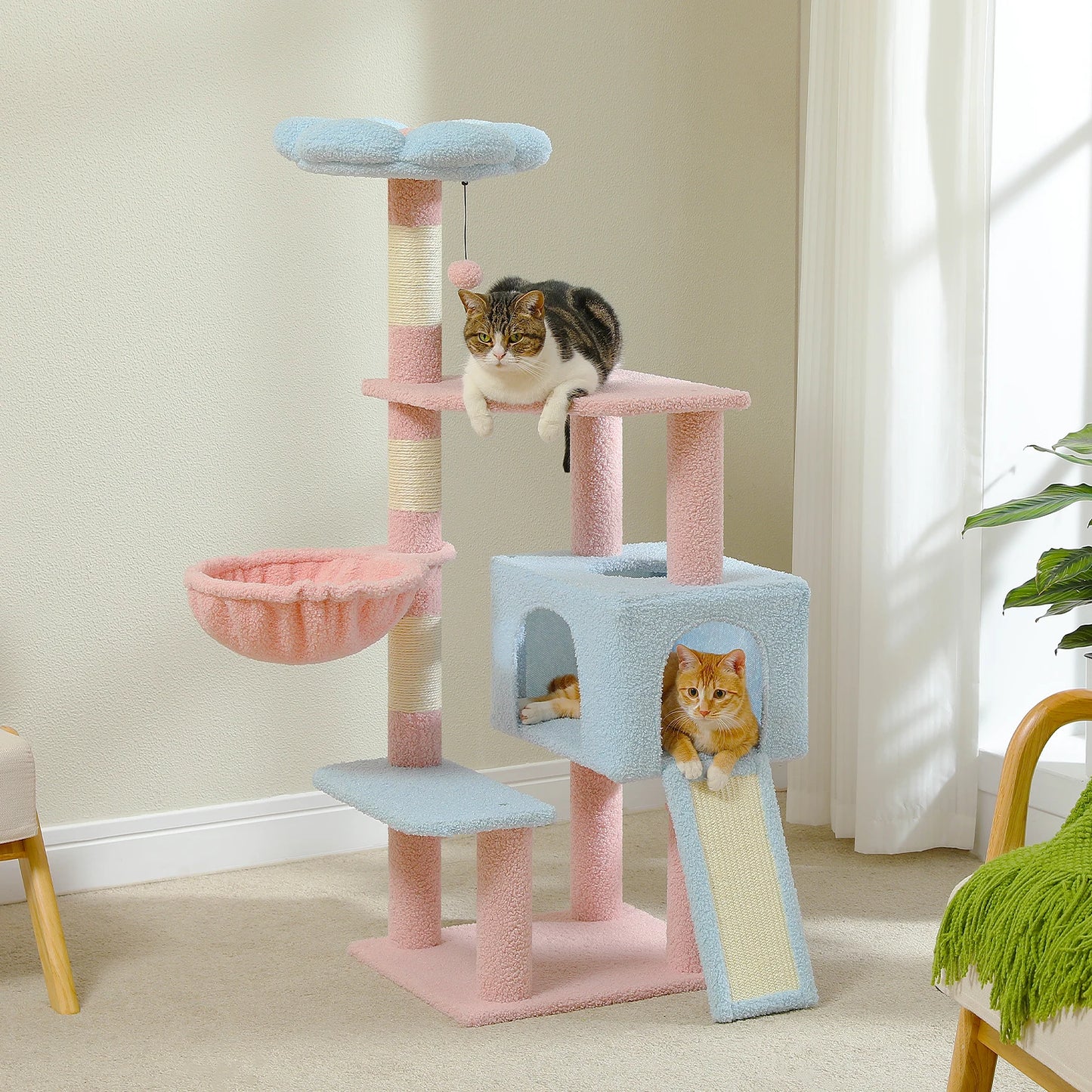 PEQULTICN Flower Cat Tree Multi Level Cat Tower With Scratching Posts