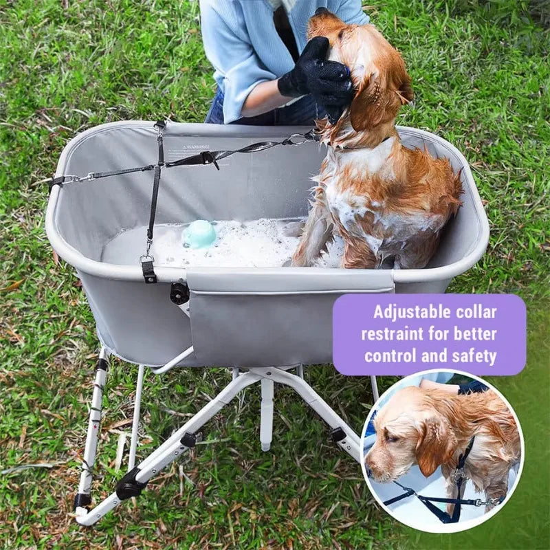 NONE Elevated Dog Bath Tub Foldable Pet Bathing Station for Medium to Large Pets