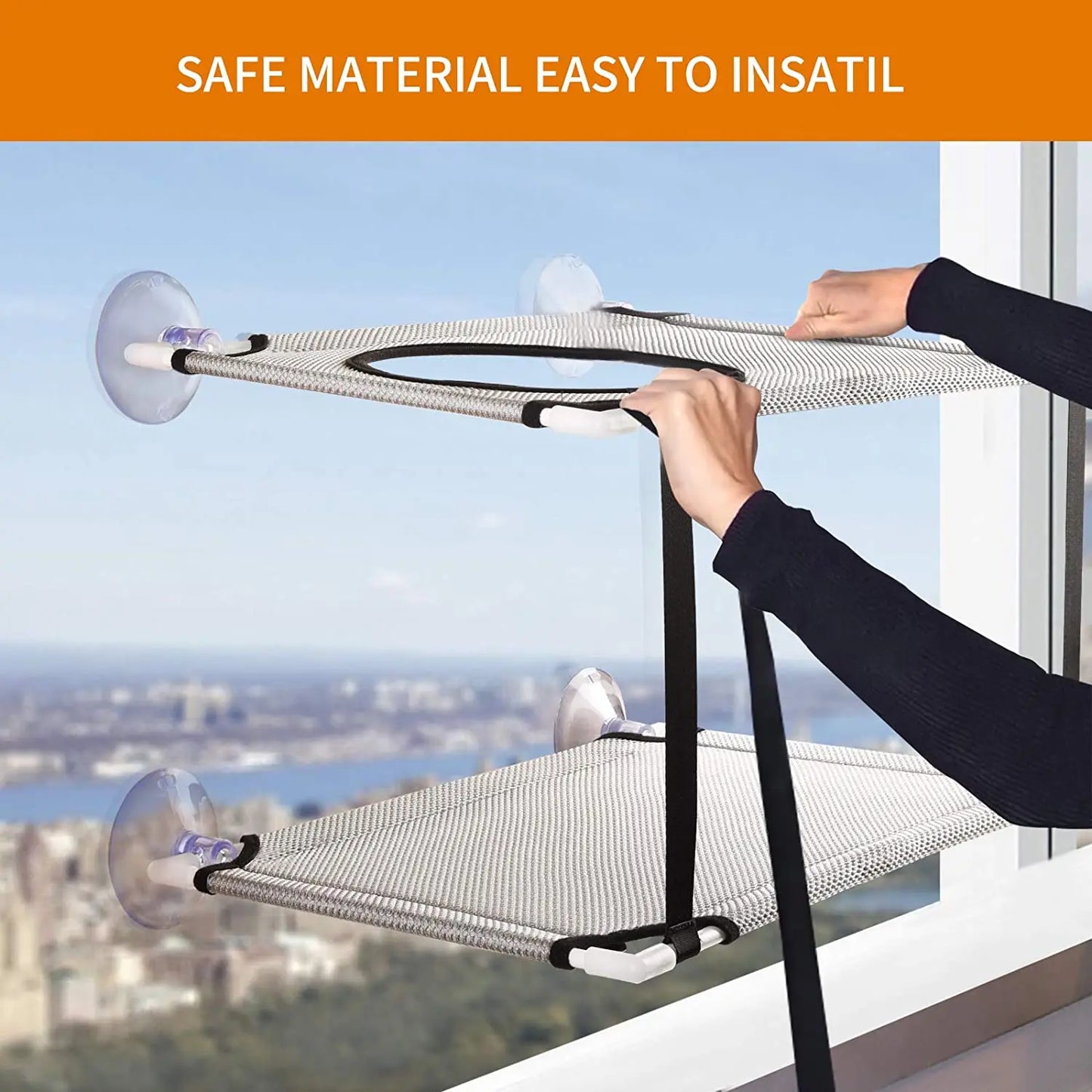 NONECN Double Layer Cat Window Hammock Bed With Strong Suction