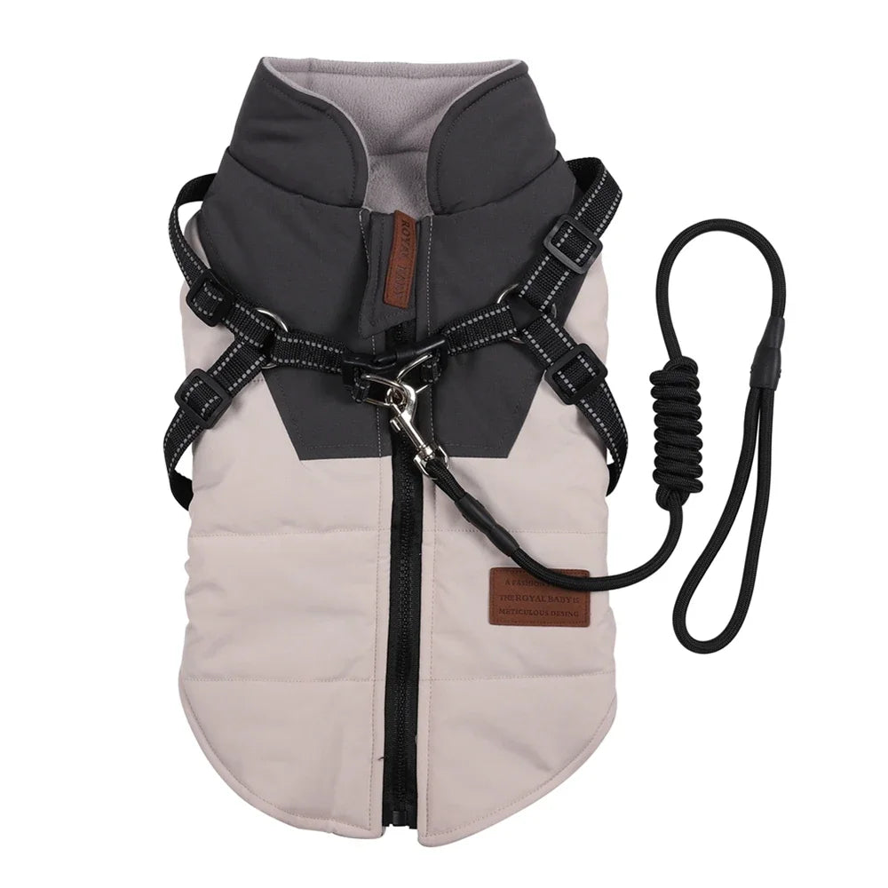 Winter Dog Jacket With Harness Waterproof Coat For Dogs