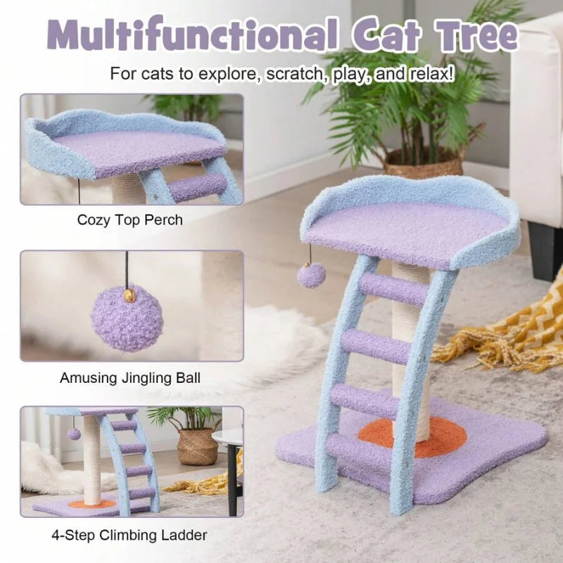 Two Tier Modern Cat Tree Tower Kitten Activity Center With Sisal Scratching Post