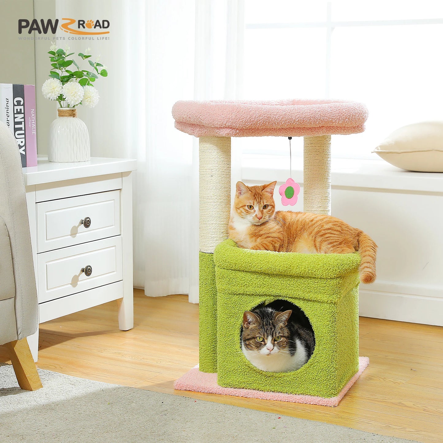 PEQULTICN Cat Tree Tower With Cozy Condo Plush Posts Sisal