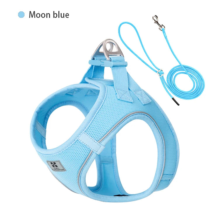 Dog Harness Leash Set Reflective Adjustable For Small Medium Dogs