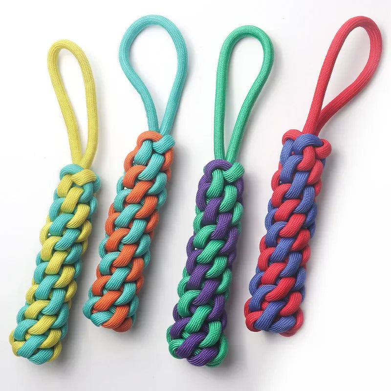 Durable Braided Rope Ball Dog Toy With Handle For Puppies