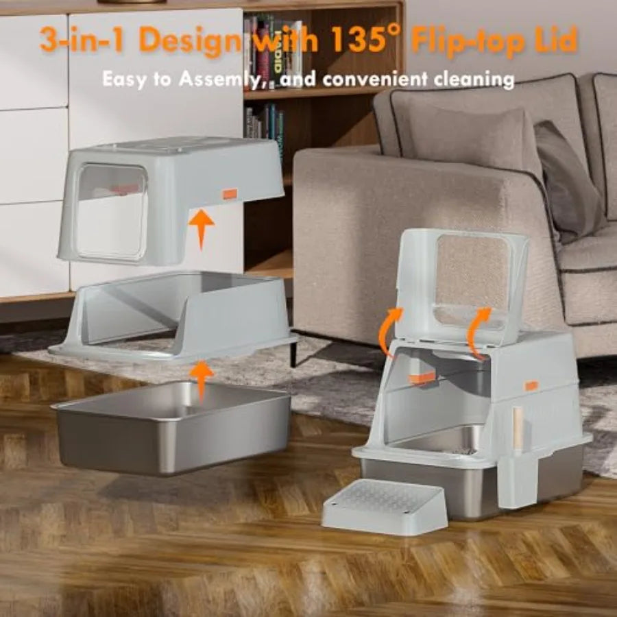 Cat Litter Box With Infrared Sensor For Multiple Cats