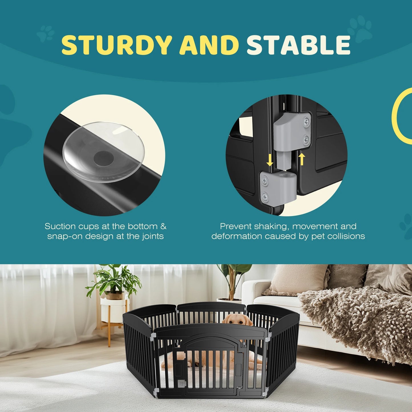 JHK Plastic Dog Playpen 6 Panel Expandable Durable Fence