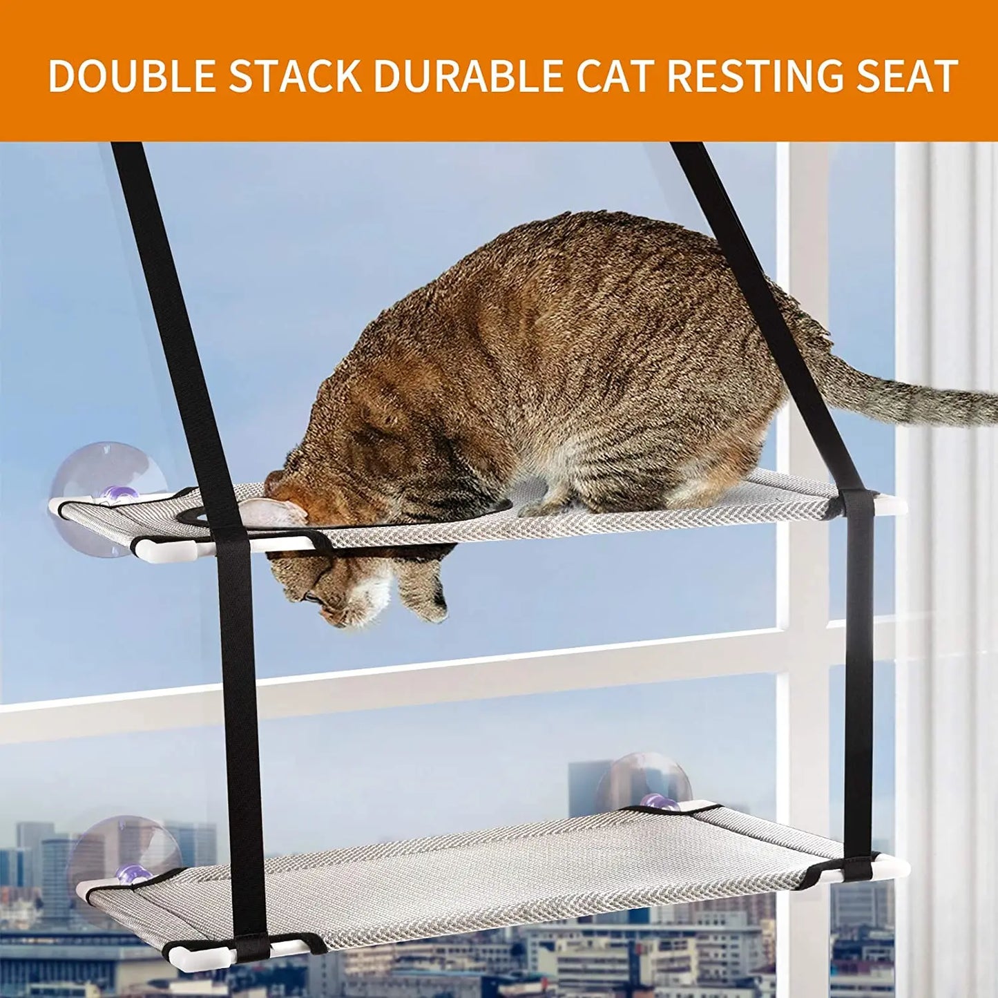 NONECN Double Layer Cat Window Hammock Bed With Strong Suction