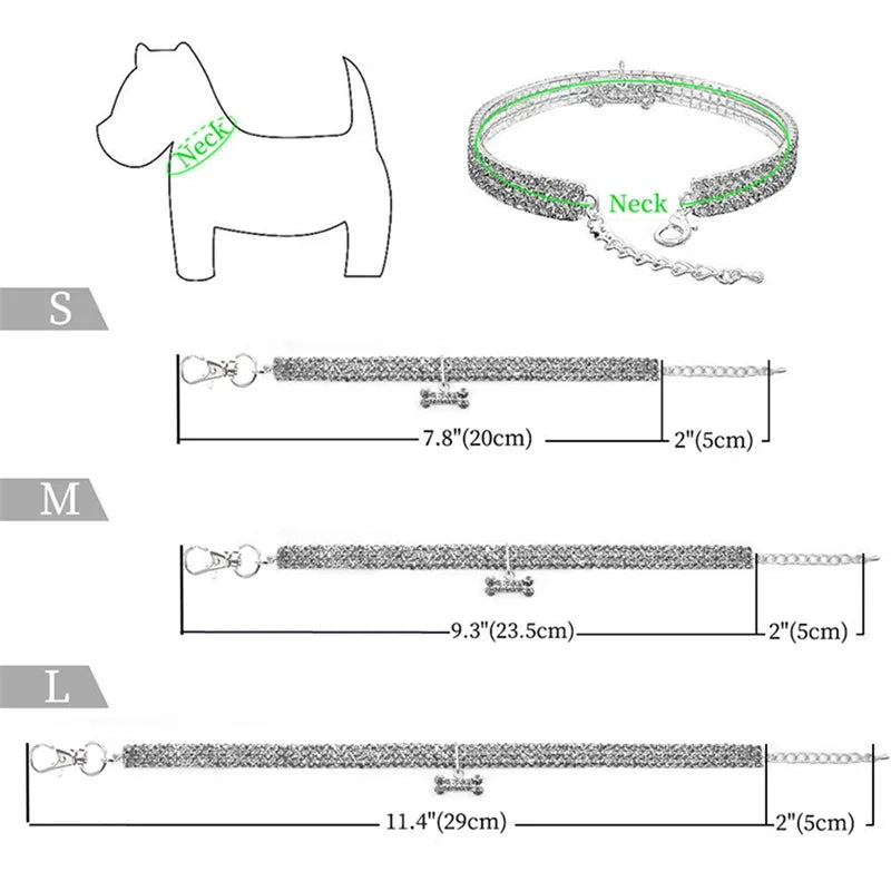 Bling Rhinestone Dog Collar Leash For Chihuahua Pets