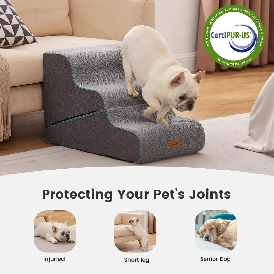 Dog Door 2-In-1 Transformable 3-Step Dog Stairs And Ramp Non-Slip