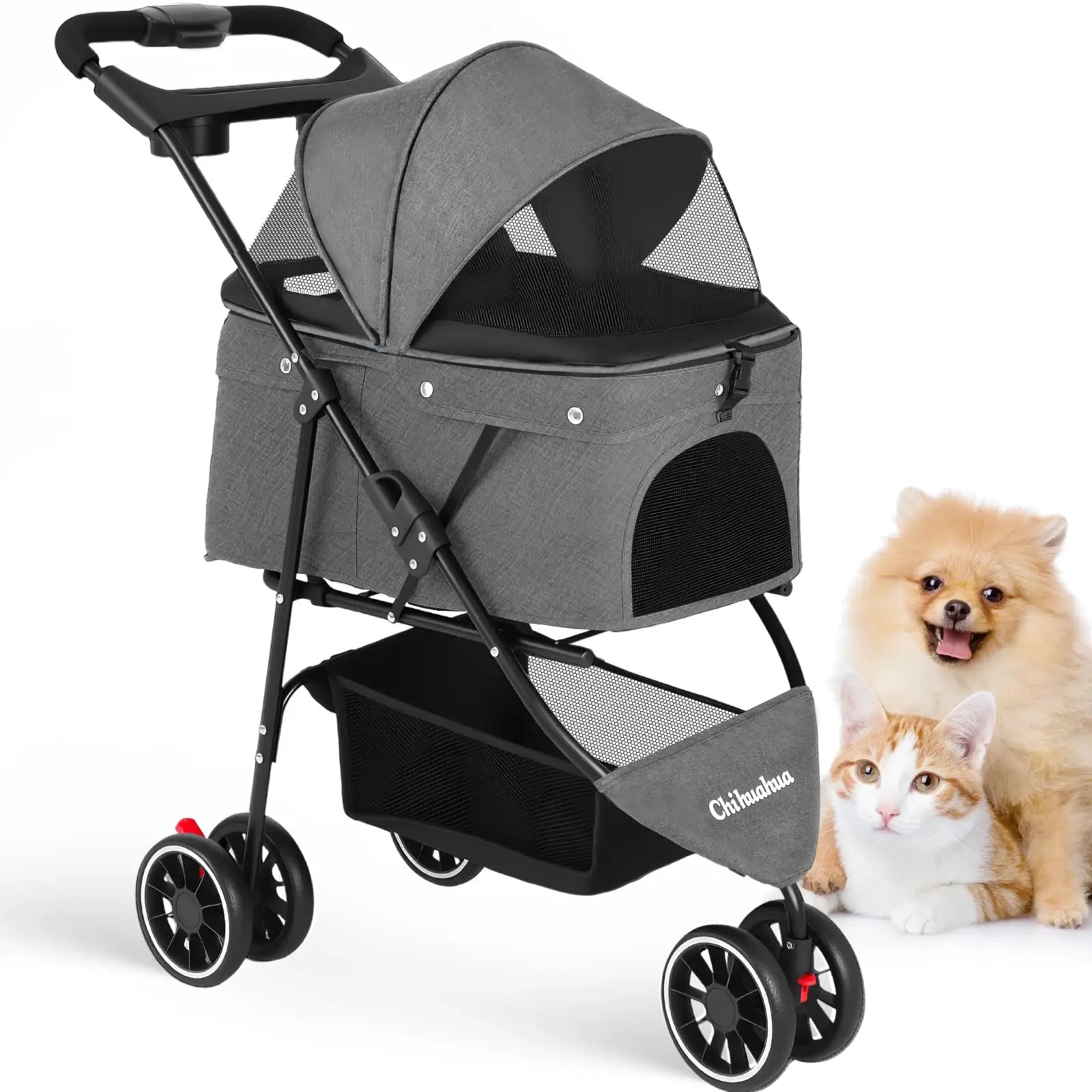 Chihuahua Pet Stroller for Dogs and Cats Portable Foldable Carrier by Furtastic Pet Essentials