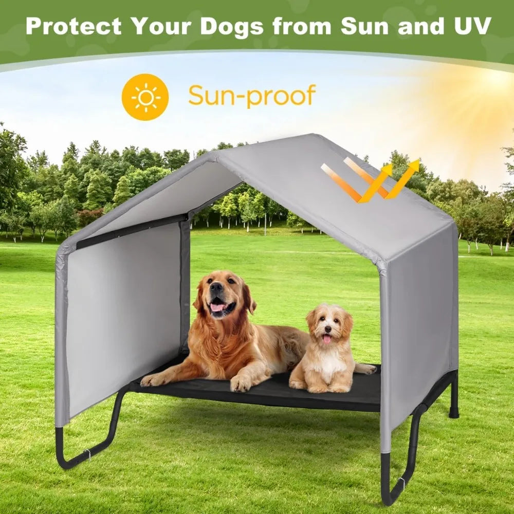 Outdoor Dog Bed With Canopy Shade Waterproof Sun Protection