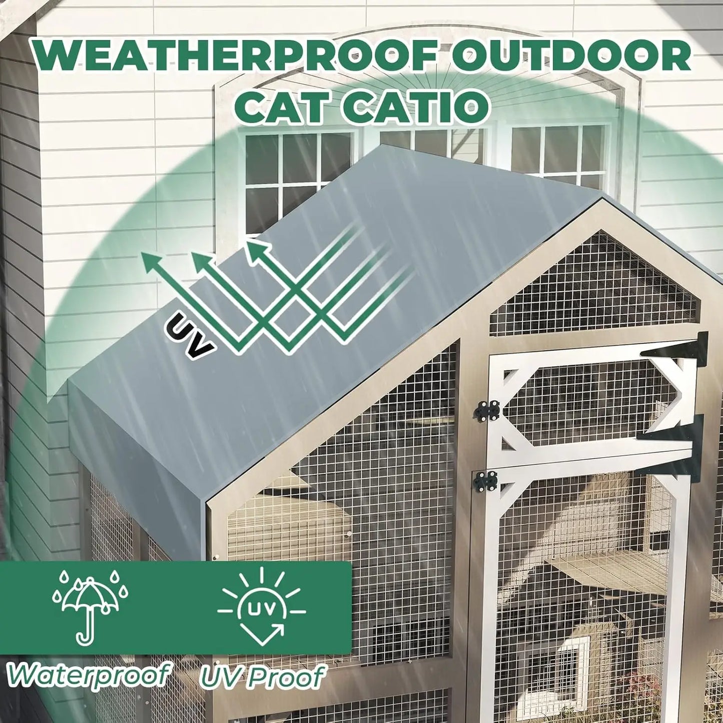 Weatherproof Walk-In Outdoor Catio Enclosure For Multiple Cats