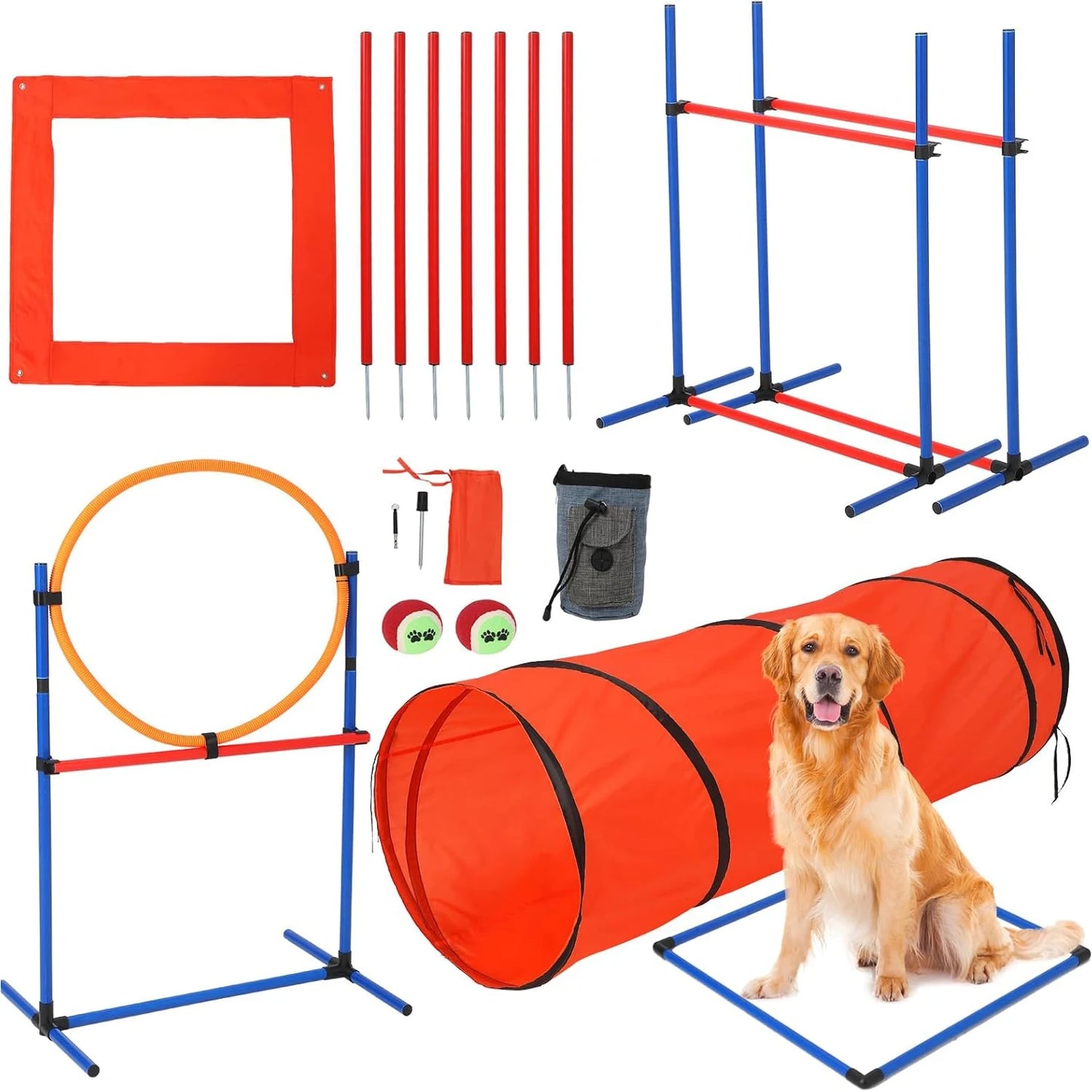 HiMISSH Dog Agility Training Equipment Set Obstacle Course Kit