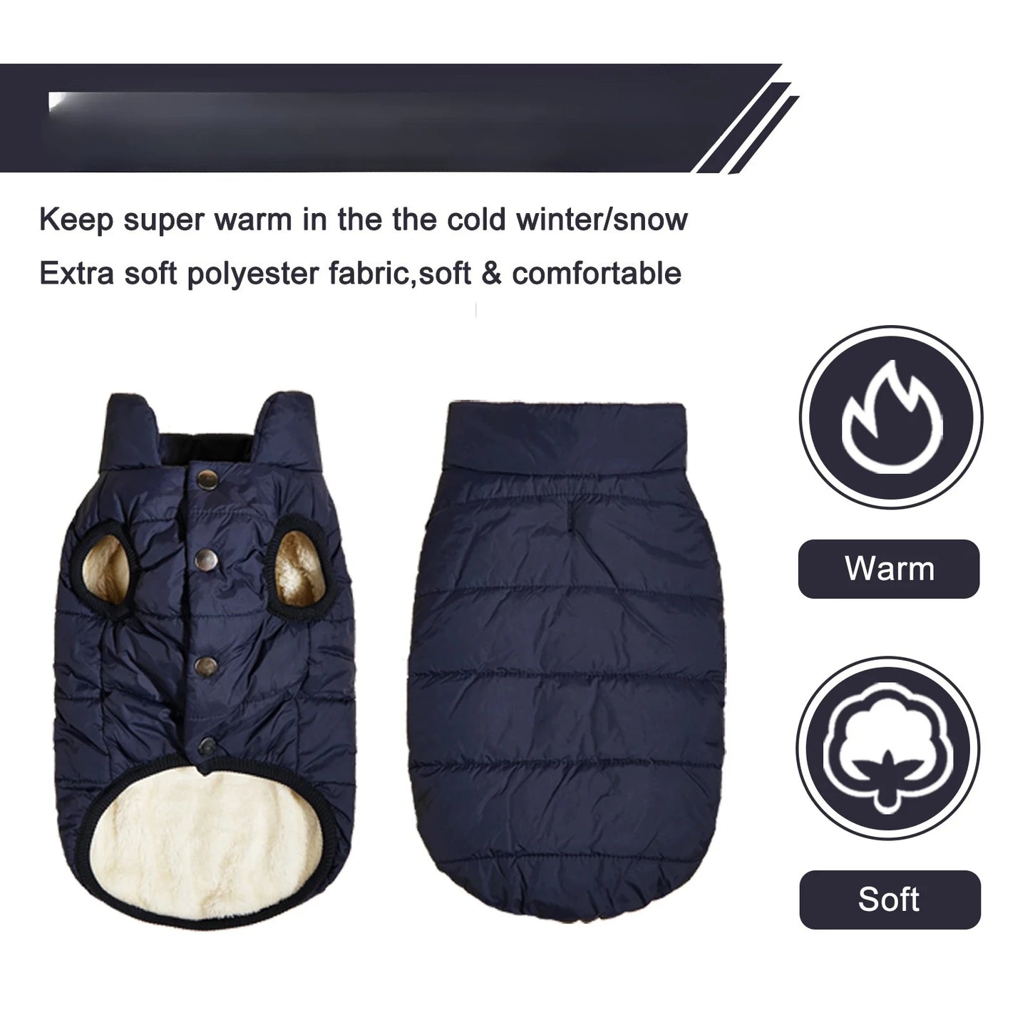NONECN Winter Dog Jacket With Fleece Lining Warm Outdoor Coat