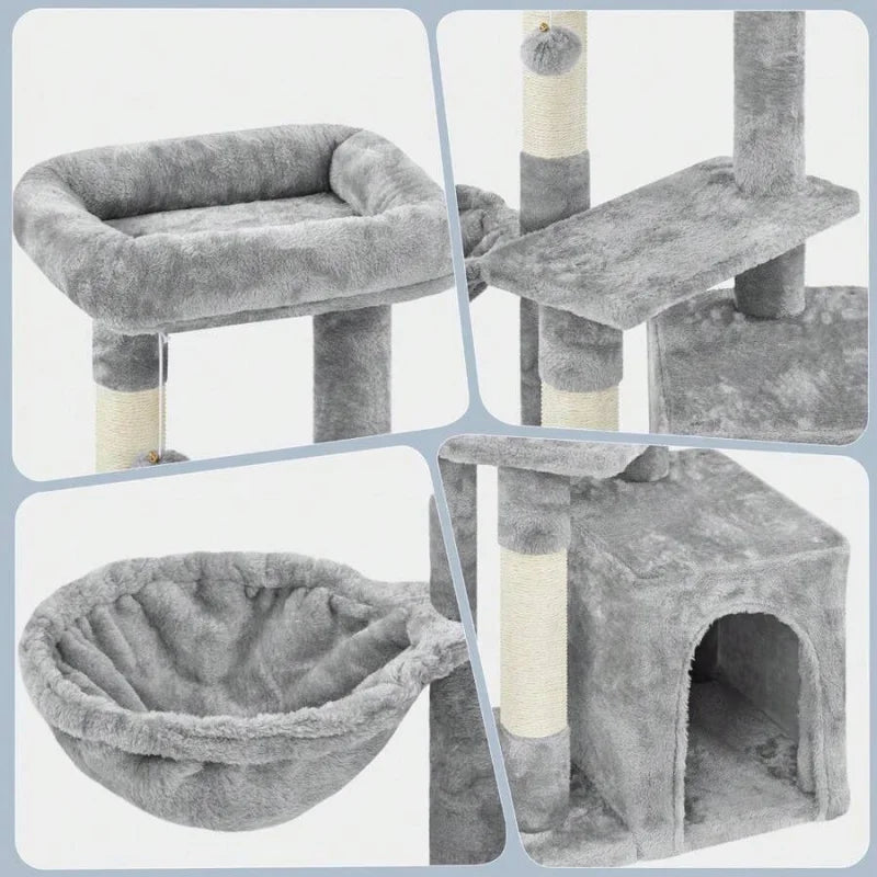 Cat Tree With Condo Platform And Basket For Indoor Cats