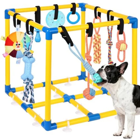 YAO HUI HUANG Puppy Play Gym With 10 Hanging Toys Indoor PVC Frame Jungle Gym