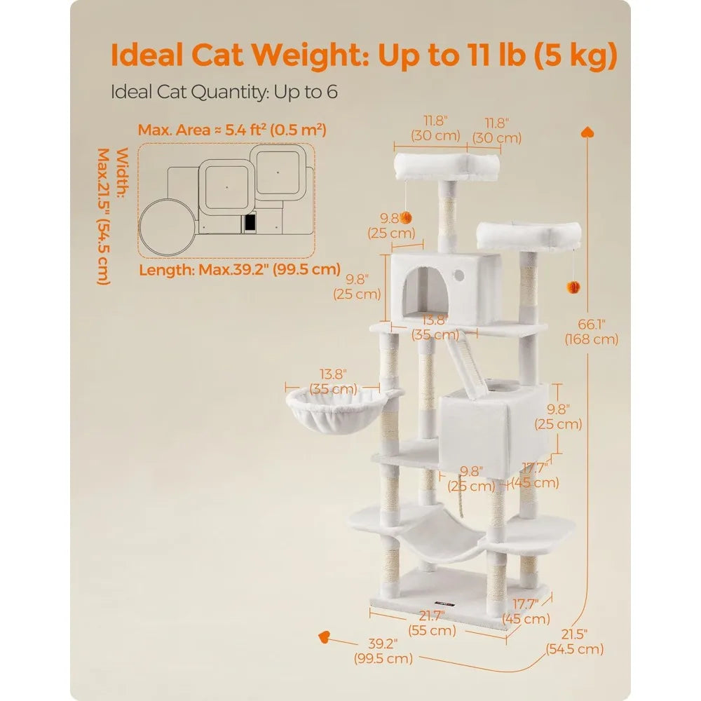 XMSJ Cat Tree Indoor Tower With Scratching Posts And Caves