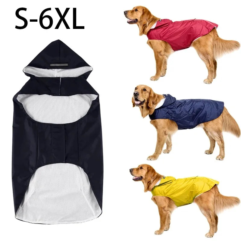 Reflective Waterproof Dog Raincoat Hoodie Jacket For Outdoor Walks
