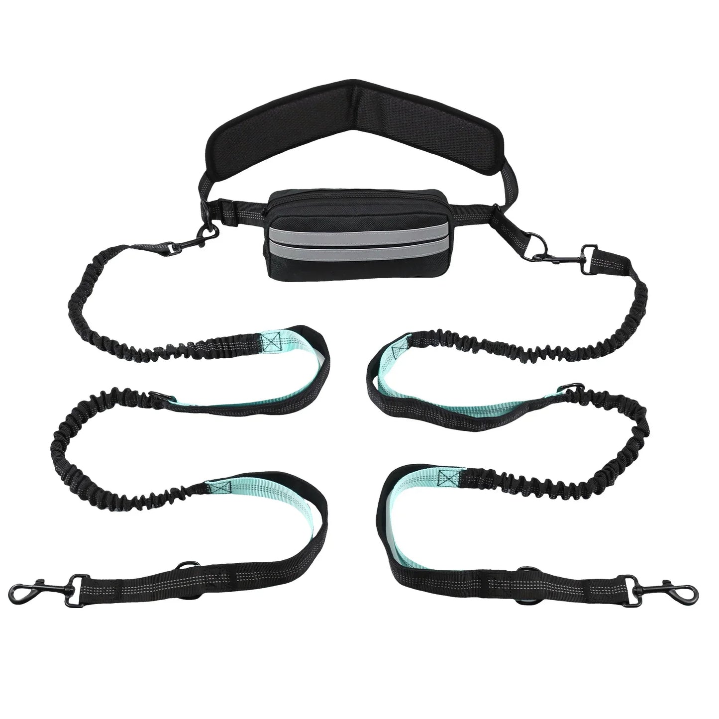 Reflective Hands Free Dog Leash With Waist Bag And Retractable Elastic Belt