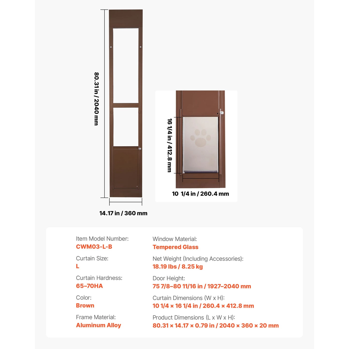 SucceBuy Sliding Glass Door Dog Door With Rotating Hinges