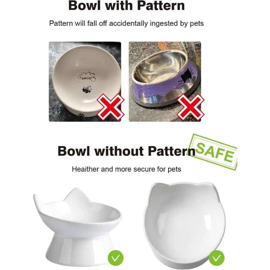 Hign-concerned Cat Elevated Food Bowl Anti Vomiting Whisker Friendly