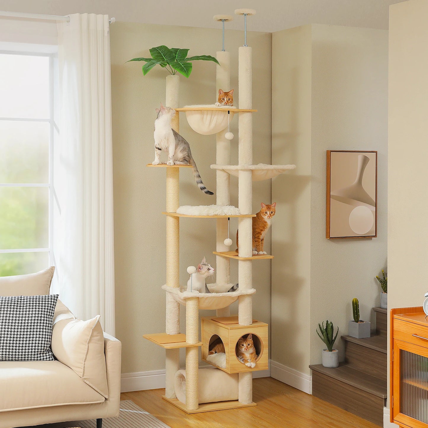 PAWZ Road Height Adjustable Cat Tree With Sisal Posts