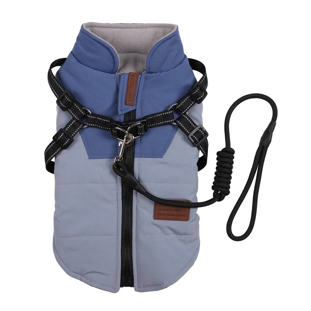 Winter Dog Jacket With Harness Waterproof Coat For Dogs