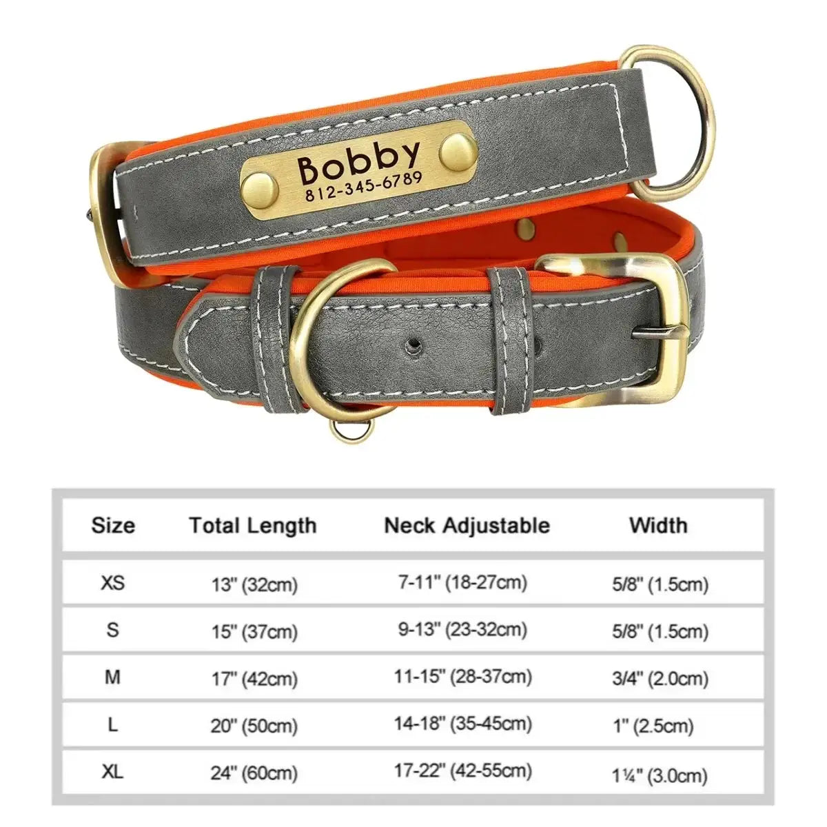 Personalized Customized Leather ID Nameplate Dog Collar Soft Padded Dogs Collars Free Engraving Name for Small Medium Large Dogs by Furtastic Pet Essentials