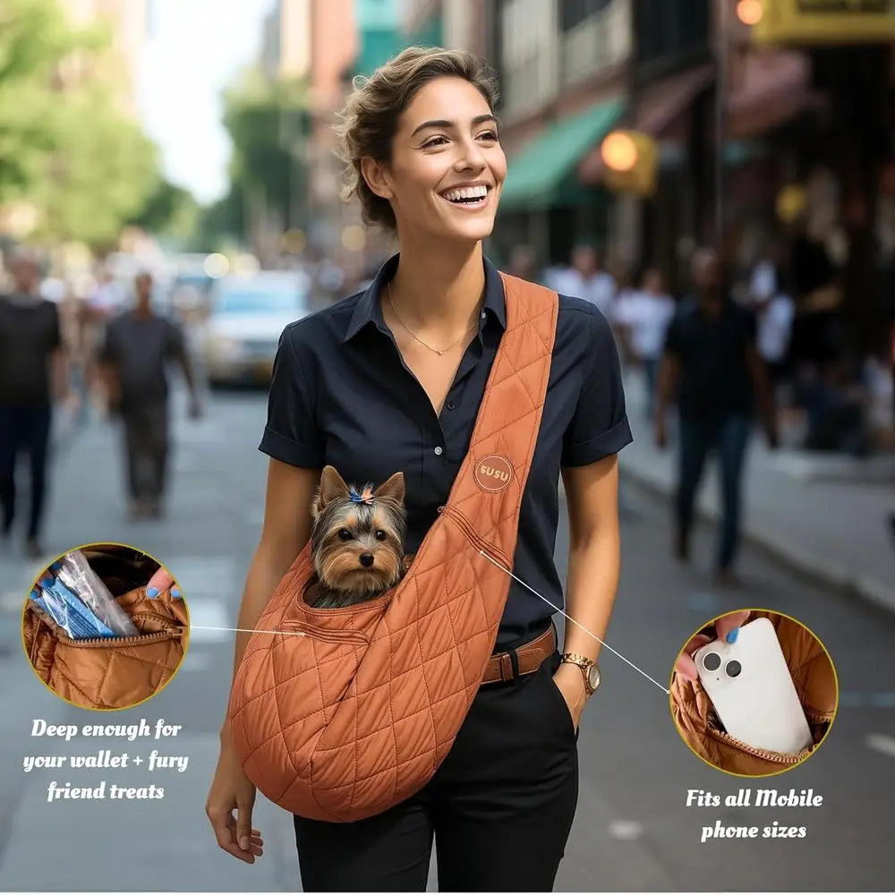 Carrier Sling for Dogs 2-In-1 Hands Free Cross Body