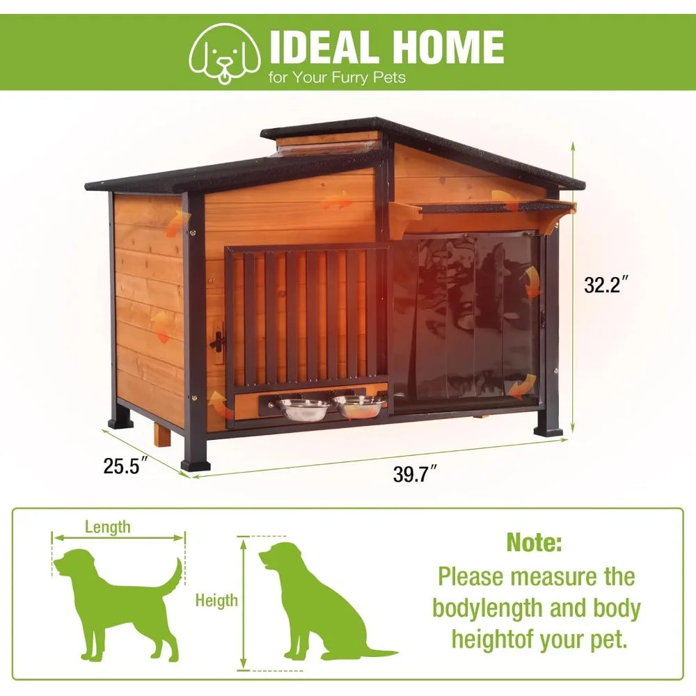 Outdoor Insulated Dog Kennel With Rotatable Metal Frame