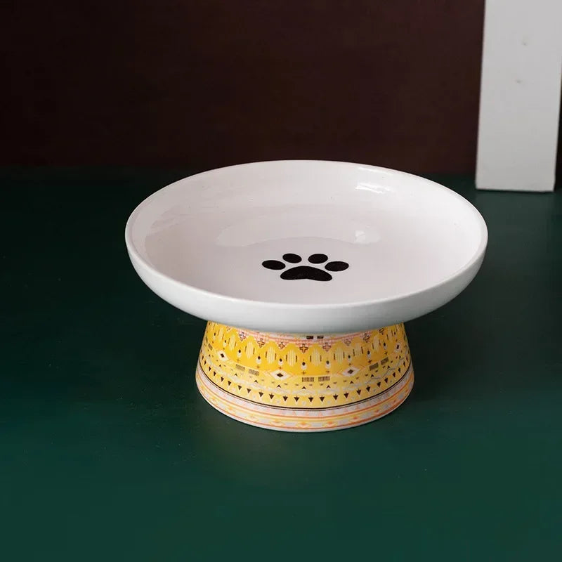 Ceramic Cat Water Bowl Bohemian Raised Feeding Station