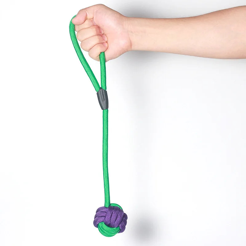 Durable Braided Rope Ball Dog Toy With Handle For Puppies