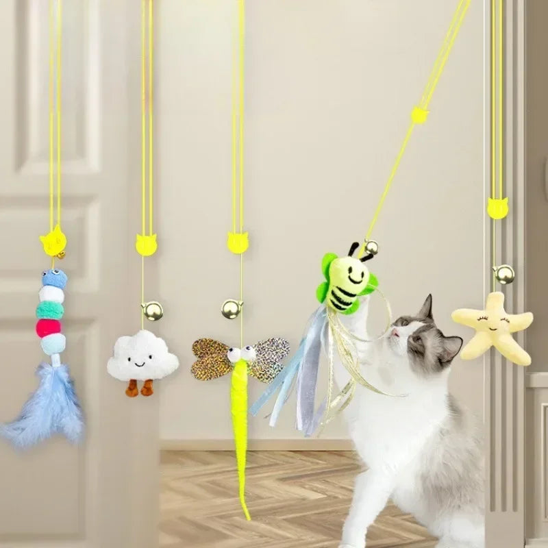 CN Cat Rope Teasing Toy With Bell Hanging Playground Swing