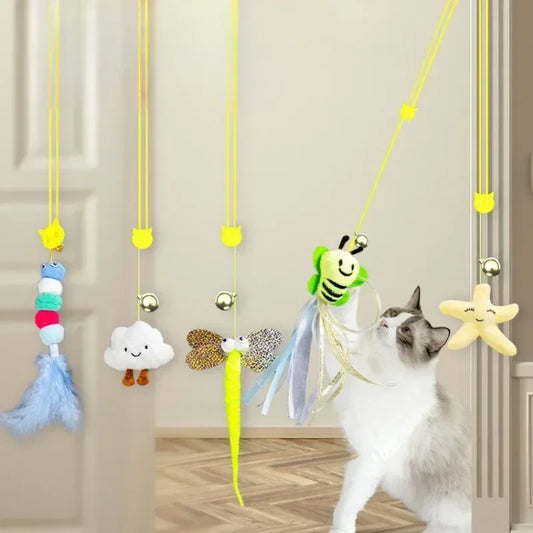 CN Cat Rope Teasing Toy With Bell Hanging Playground Swing